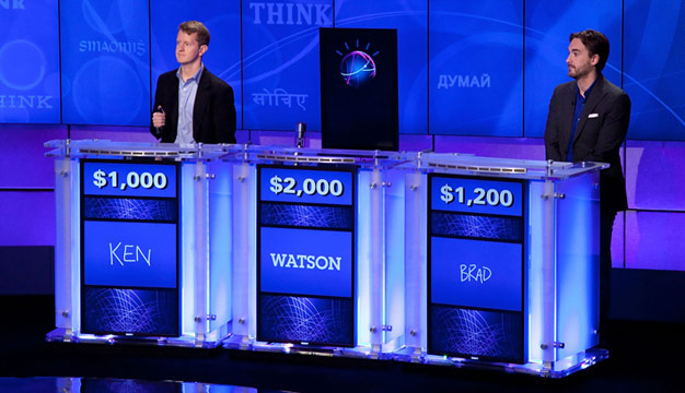 Watson plays Jeopardy in 2011.